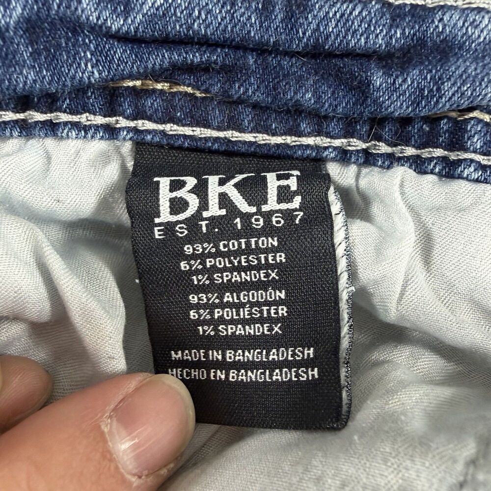 BKE Tyler Straight Leg Jeans Mens 36x34 Medium Wash Stretch Blue Denim Whiskers - Picture 5 of 9